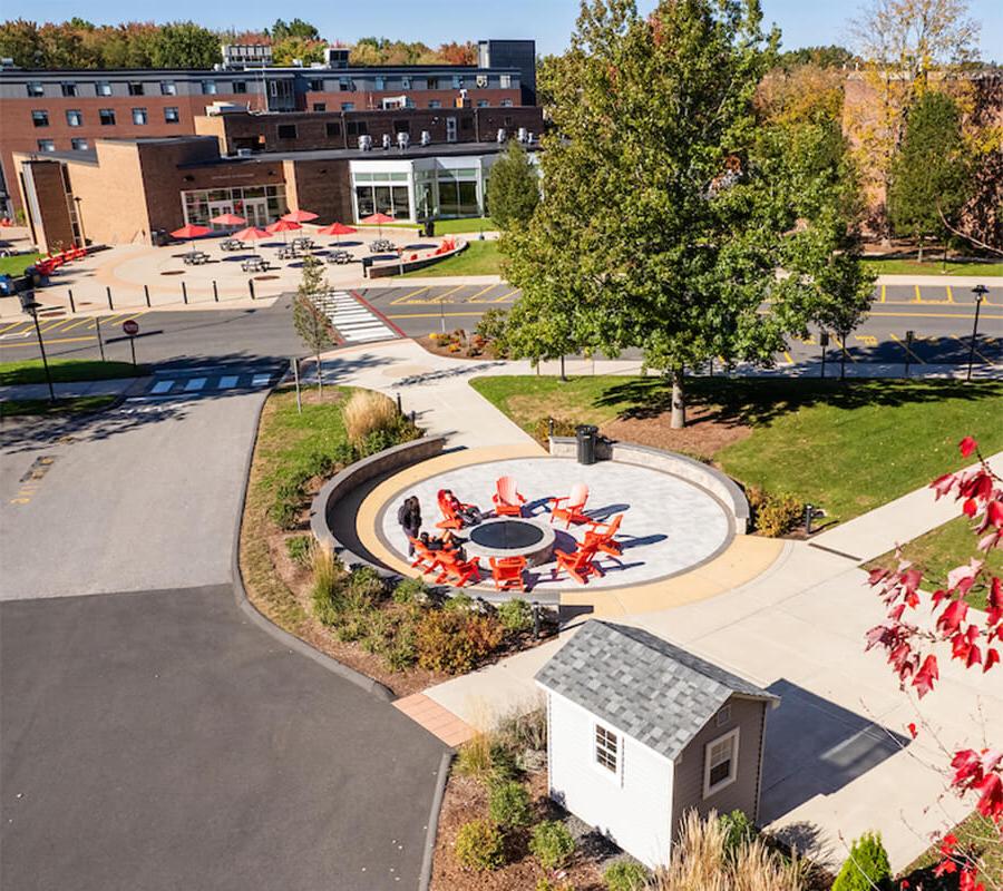 Students walking on campus 